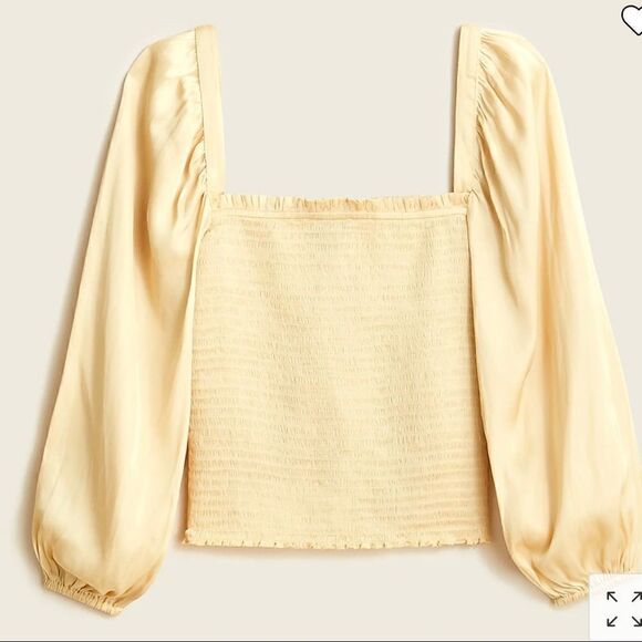 J Crew Squareneck smocked Satin Crop Top XL - Picture 1 of 2